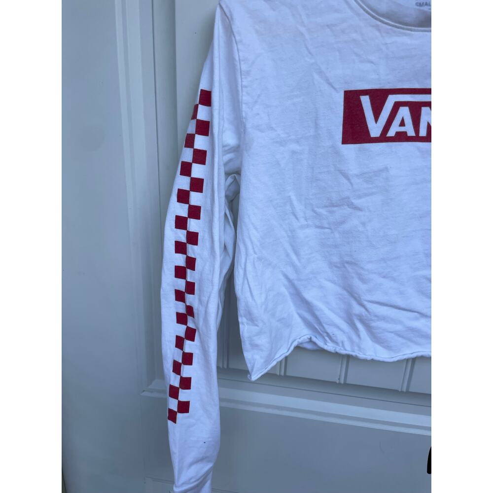Vans white red checkered crop top women’s small - Picture 4 of 8
